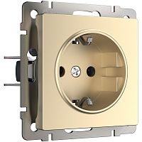 Розетка с заземлением без рамки Werkel 1-м. шампань металлик картинка